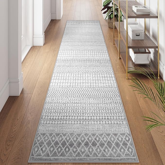 Moroccan Hallway Runner Rug 2'6''x10', Soft Non Slip Long Indoor Mats for Entryway, Machine Washable Kitchen Rugs Carpet Runner for Entrance Bedroom Living Room Corridor