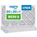 Aerostar 20x30x1 MERV 8 - 4 Count - High Efficiency Pleated HVAC, Furnace & Air Conditioner Filters - Removes Dust, Lint, Mold & Allergy-Causing Pollen