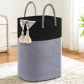 Laundry Basket,Woven Cotton Rope Laundry Hamper,Versatile Storage for Dirty Clothes,Baby Toys,and Blankets in Bathroom, Nursery,and Living Room (Black, 60L)