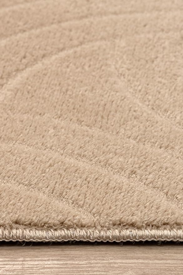 Non-Slip Washable 5x7 Area Rugs for Living Room Bedroom, Ultra Soft Bedside Rug, Indoor Floor Carpet for Kids Girls and Boys, Dorms, Nursery Rooms, Non-Skid Area Rug, Circle Beige, 5' x 7'