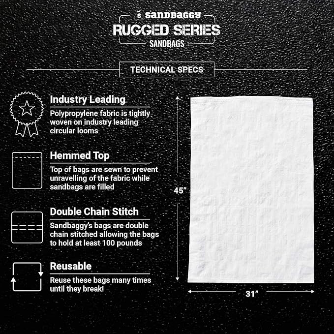 Sandbaggy Large Sandbags - Size: 31" x 45" - Thick Heavy Duty Contractor Bags, Heavy Duty Garbage Bags, Dumpster Bag, Construction Trash Bags, Contractor Bags 6 mil (10)