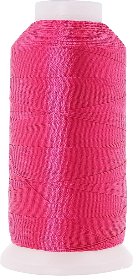 Mandala Crafts Hot Pink Heavy Duty Thread - 1500 Yds Tex 70 for Sewing, Drapery, Jeans, Leather, Hair, Bonded Polyester Outdoor Marine Upholstery