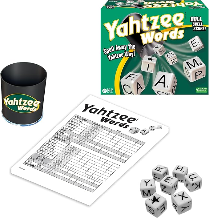 Winning Moves Yahtzee Words Games USA, Family Word Game Version of Yahtzee for 2 or More Players, Ages 8+