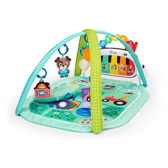 Baby Einstein Farm Explorers 4-in-1 Kickin’ Tunes Musical Meadow Music & Language Discovery Gym, Ages 0 Months and Up