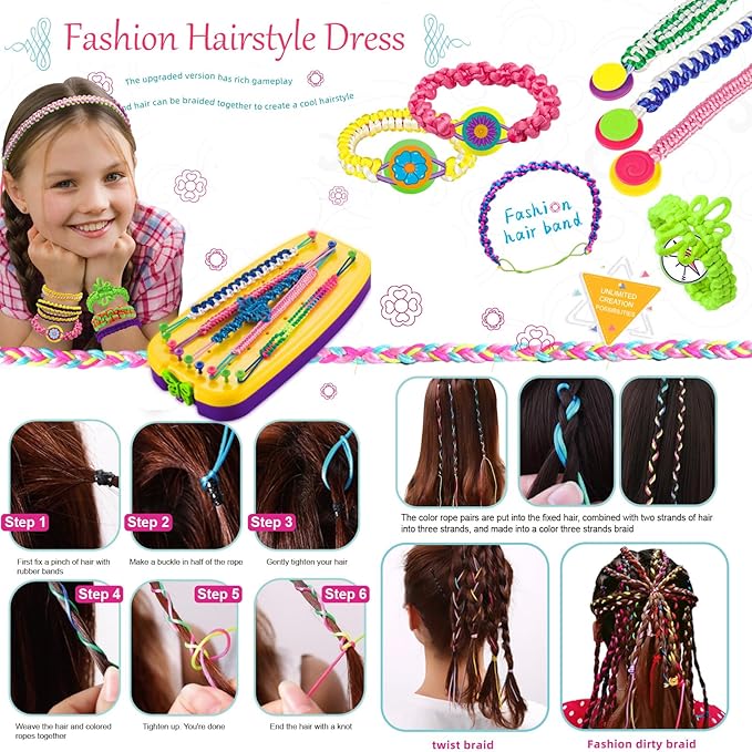 civan Friendship Bracelet Making Kit - Crafts for Kid Girls Toys Ages 8-13, String Bracelet Maker Tool with Beads - Kids Jewelry-Making Kit Christmas Birthday Gift for Girls 6 7 8 9 10 11 12 13