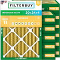 Filterbuy 20x24x4 Air Filter MERV 11 Superior Pet & Allergy Defense (12-Pack), Electrostatic Pleated HVAC AC Furnace Filters Replacement, Made in USA (Actual Size: 19.38 x 23.38 x 3.63)