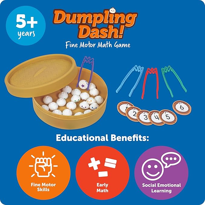 Learning Resources Dumpling Dash Fine Motor Math Game, Math Manipulatives, Montessori Toys, Board Game, Play Food, Homeschool, Fine Motor Toys, Food Games, Counting Toys, Homeschool Preschool