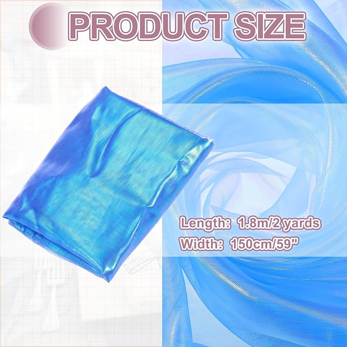 MECCANIXITY Iridescent Sheer Organza Fabric, 2 Yards x 59 Inches Solid Laser Holographic Shiny Fabric Organza Cloth for Wedding, Curtains, Costume, Photo Background, Dark Purple