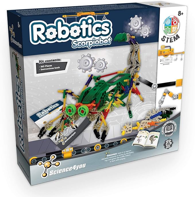 Science4you Scorpiobot Robotics Kit for Kids - Building Robot Toys for Kids 8-12 Year olds,161 Pieces, Stem Building Games, Gift for 8+ Year Olds Boys and Girls