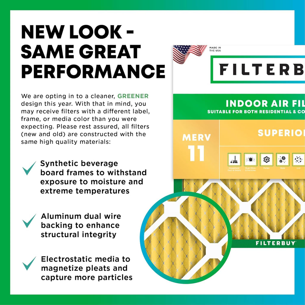 Filterbuy 28x30x1 Air Filter MERV 11 (MPR 1200) Allergen Defense Replacement (4-Pack), Electrostatic Pleated HVAC AC Furnace Filters, Made in USA (Actual Size: 27.75 x 29.75 x 0.75)