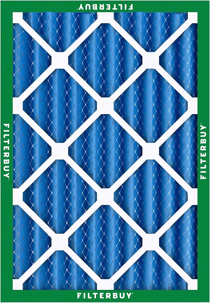 Filterbuy 20x25x4 Air Filter MERV 13 Optimal Smoke & Allergy Defense (3-Pack), Electrostatic Pleated HVAC AC Furnace Filters Replacement, Made in USA (Actual Size: 19.50 x 24.50 x 3.63)