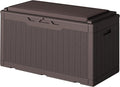 110 Gallon Deck Box Outdoor Indoor Waterproof Storage Box for Patio Furniture, Pool Accessories, Garden Tools, and Cushion Storage, Brown