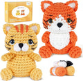 MOREJMTT Crochet Kit for Beginners, Learn to Crochet, Include Easy Knitting Soft Yarn, Step-by-Step Video Tutorial, Hook, Holiday Birthday Gift for Adults and Kids(2pack cat)