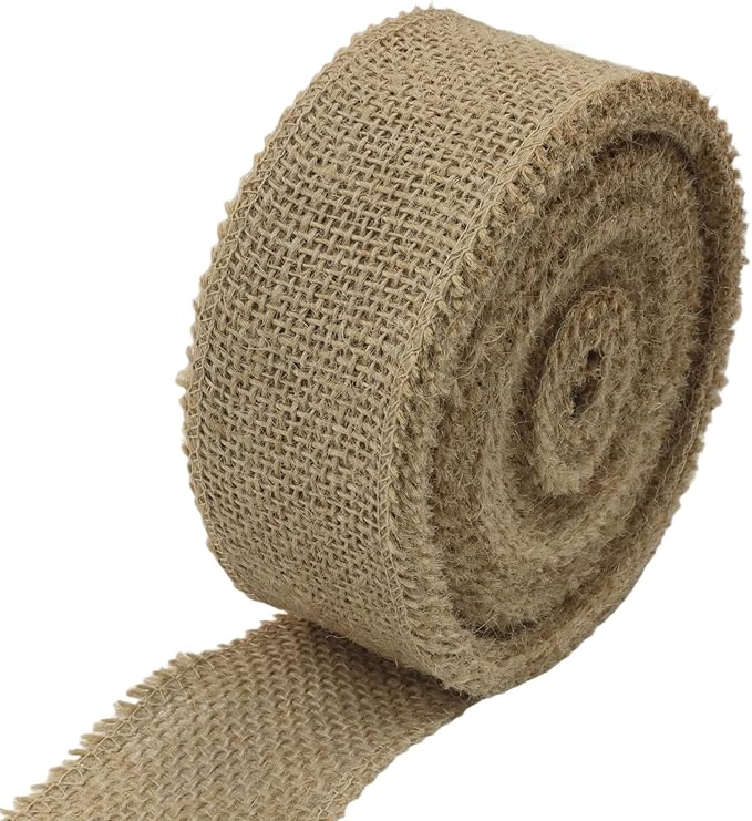 2" Wide Natural Burlap Fabric Roll - 10 Yards Jute Ribbon for Gift Wrapping, Wedding Decorations, Rustic Crafts, Wreaths & Home Decoration (5cm Wide)
