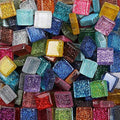 Mixed Color Mosaic Glass Tiles Shine Crystal Glass Pieces Bulk Square Glitter Crystal Mosaic Tiles for Home Decoration or DIY Crafts 200g,1x1 cm (Panchromatic)