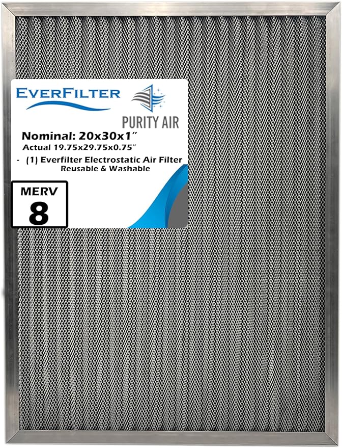 20x30x1 Electro-static Air Filter (1-Ct) AC Furnace Filter, Reusable & Washable 4-Stage Electrostatic Filter for Residential and Commerical HVAC (Actual Size: 19.75 x 29.75 x 0.75 Inches)
