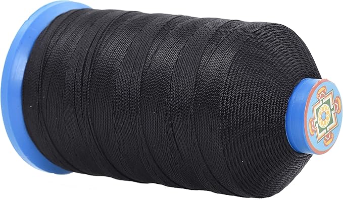 Mandala Crafts Bonded Nylon Thread Black Heavy Duty Sewing Threads - 800 YDs Size 207 630D T210 Tex 210 Thread for Leather Jeans Weaving Outdoor Marine Upholstery Threads
