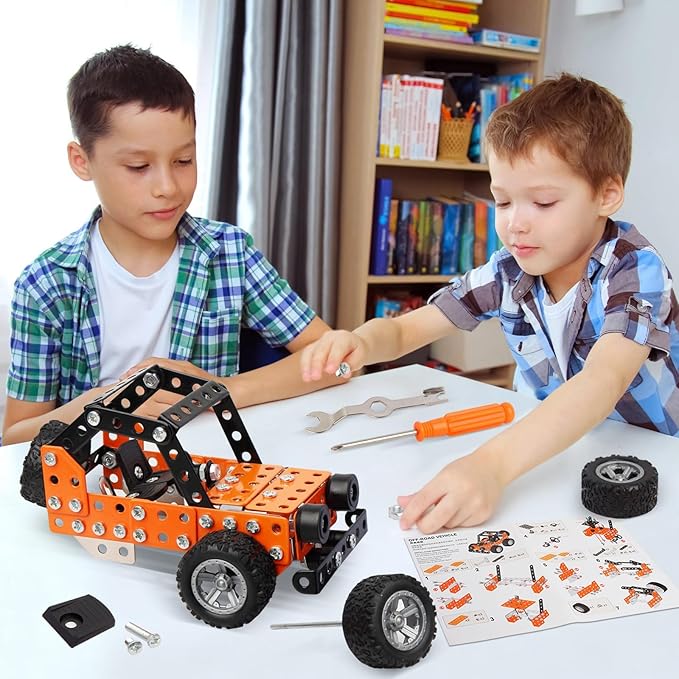 Buildable 3D Metal Engineering Kit STEM Set for Ages 8-16 Develops Logic Skills DIY Project Ideal Gift for Kids Age 8-16 Orange