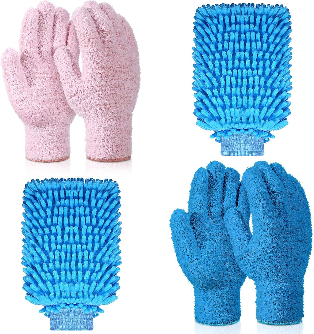 6 Pcs Microfiber Dusting Mitt Gloves Microfiber Washable Dusting Gloves Car Wash Mitt for Leaf Cleaning Plant