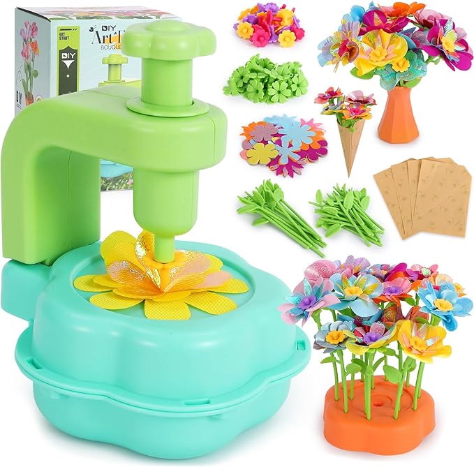 Flower Craft Kits for Kids - Arts and Crafts Activity Toys Set for Girls Ages 4-10, Birthday Gifts for 4 5 6 7 8 9 Year Old Girls, DIY Flower Making Kit for Kids, Creative Toys Gifts for Preschool