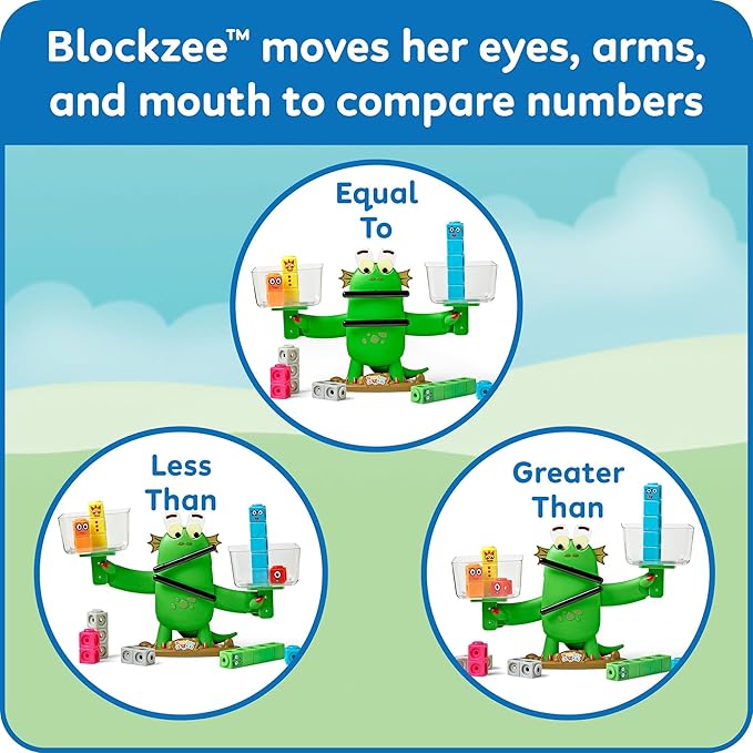 hand2mind Numberblocks Blockzee Balance Activity Set, ﻿61 MathLink Cubes, Balance Scale, Educational Math Manipulatives, Numbers for Toddlers, Preschool Learning Activities, Birthday Gifts for Kids