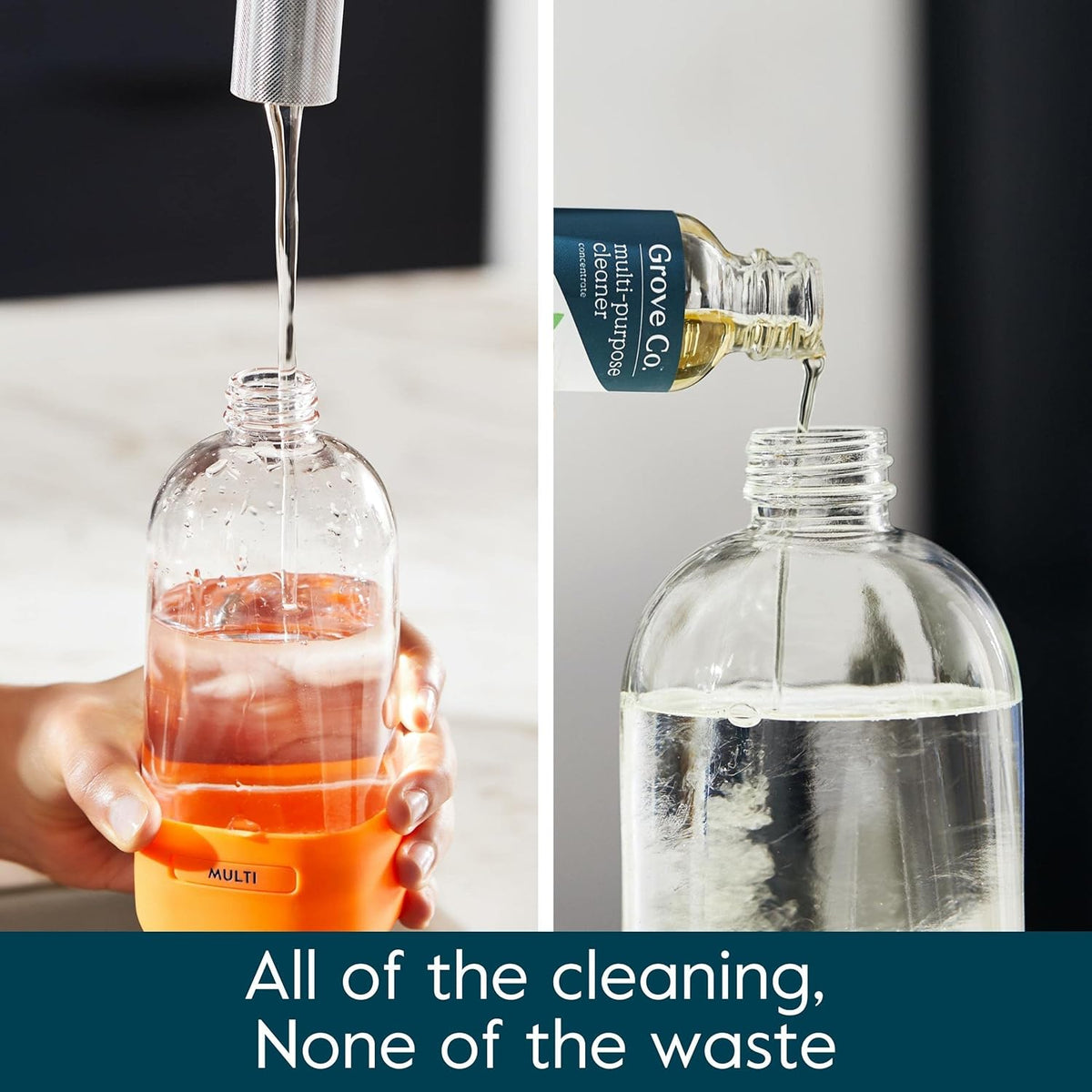 Grove Co. Multi-Purpose Cleaner, Refill Concentrate (6 x 1 Fl Oz) Plant-based Household Cleaning Supplies, Ammonia & Chlorine Free, No Plastic Waste, Lavender Blossom & Thyme, Total 3 x 2 Pack Refills