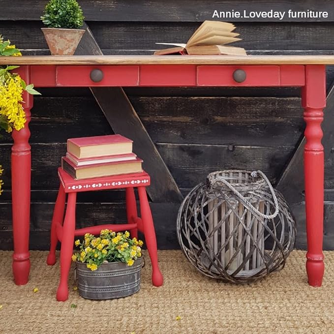 Dixie Belle Paint Company Chalk Finish Furniture Paint - Honky Tonk Red (32oz) - Matte True Red Chic Chalk Mineral DIY Furniture Paint