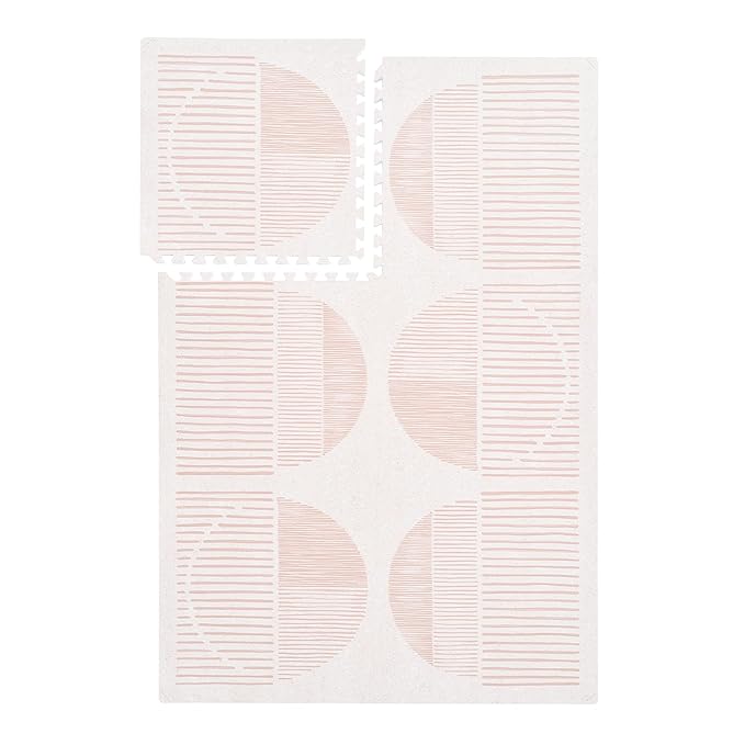 PopsyKosy Super 1 Inch Thick Premium Quality Exercise & Baby Foam Play Mats - Expandable & Large Non-Toxic Odorless Floor Mat - 6 Tiles Spacious 6x4ft, Peel-Resistant - Cream Pink