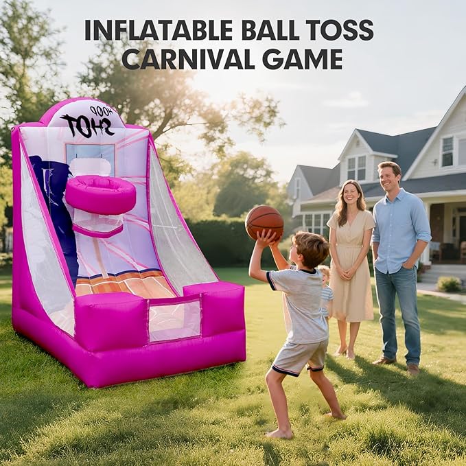 Inflatable Carnival Game with Built-in Blower, Portable Fun Toss Game for Backyard, Outdoor Carnival & Party