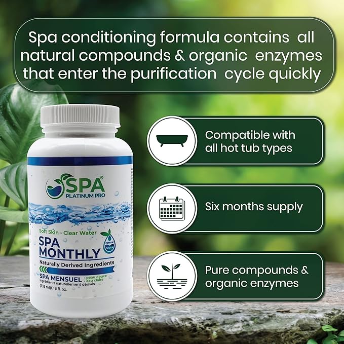 Spa Platinum Pro Hot Tub Water Clarifier, Spa Water Clarifier for Hot Tub For Crystal Clear Water, Fast Acting All Natural Compounds Hot Tub Clarifier to Keep Spa Clear & Balanced for 1 Month 8 Oz