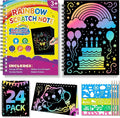HXDOGSP Scratch Art for Kids: 24 Pack Rainbow Scratch Paper Party Favors - Art Crafts Notebook Suitable for Birthday Gifts/School Crafts Kit/Classroom Prizes for Girls and Boys Aged 4-12