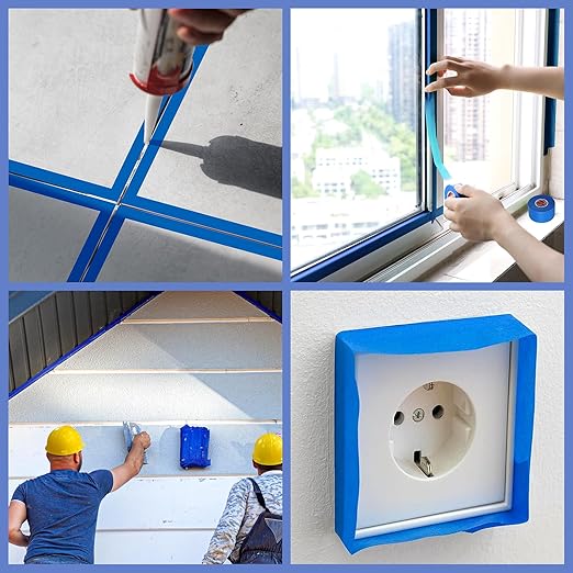 Blue Painters Tape 1.89In x 55Yd Painters Tape 3 Rolls Painters Blue Tape for Wall Masking Edge Treatment Packing DIY Crafts, Home Use
