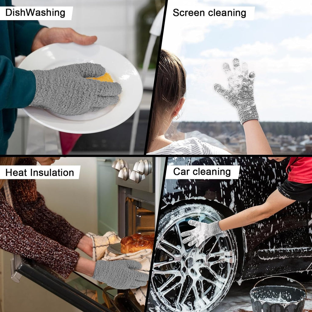 Plant Dusting Gloves, Microfiber Dusters for Cleaning Kitchen Indoor Mitt for House Use Desk Window Blind Screen Wash