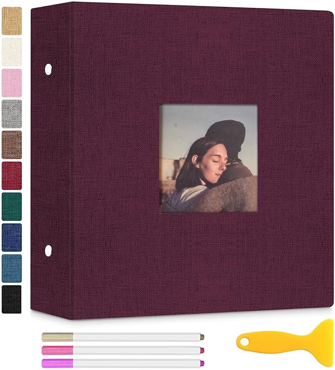 Zesthouse Photo Album Self Adhesive with Picture Display Window, 3-Ring Scrapbook Albums 60 Pages Holds 8x10 5x7 4x6 Photos, DIY Photo Book Ideal Gift for Family Wedding Baby