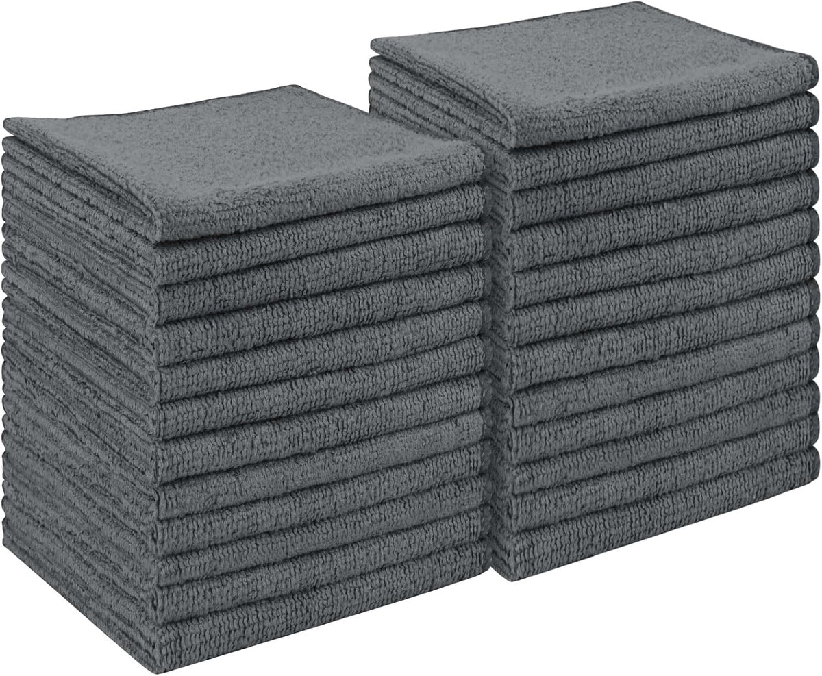 AIDEA Microfiber Cleaning Cloth Grey 24PK, Microfiber Towels for Cars, Premium Car Cloths, Dusting Cloth Lint Free Cleaning Rags for SUVs, House, Kitchen, Window, Workshops,11.5×11.5"
