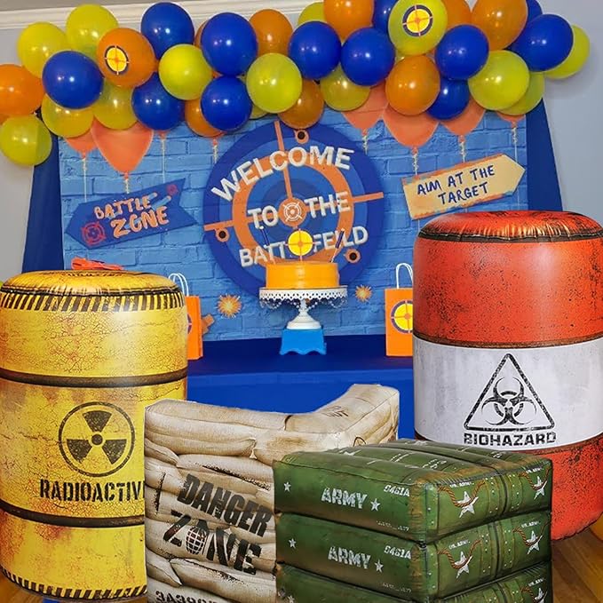 Army Boxes Combat Battlefield Inflatables, Compatible with Laser tag, Water Gun, Dart Gun, Perfect for Boys and Girls Birthday Activities. by Ninostar