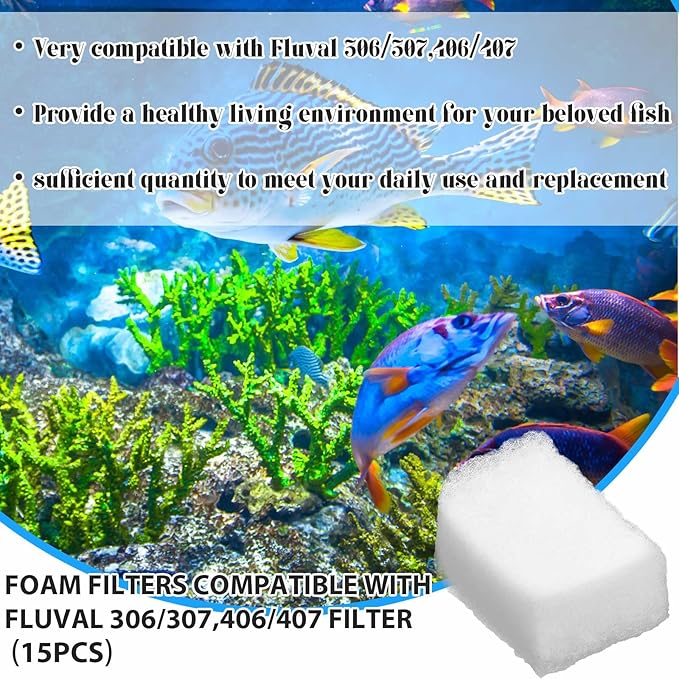 Baquler 60 Pcs Filter Media Compatible with Fluval 306 307 406 407 Water Polishing Pads Polishing Filter Pads