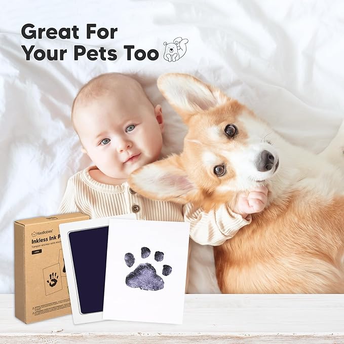 4-Pack Inkless Baby Hand and Footprint Kit - Mess Free Ink Pad for Newborn Keepsake, Dog Nose & Paw Print Kit, Clean Touch Ink Pad for Baby Hand & Footprints, Ideal New Mom Gifts (Twilight, L)