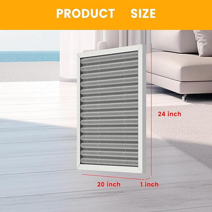 20x24x1 HVAC Furnace Air Filter, Lasts a Lifetime, Washable, the Last HVAC Filter You Will Ever Buy, Breathe Safely at Home or in the Office,Merv 8(Actual Size:19.5x23.5x0.82 Inch)