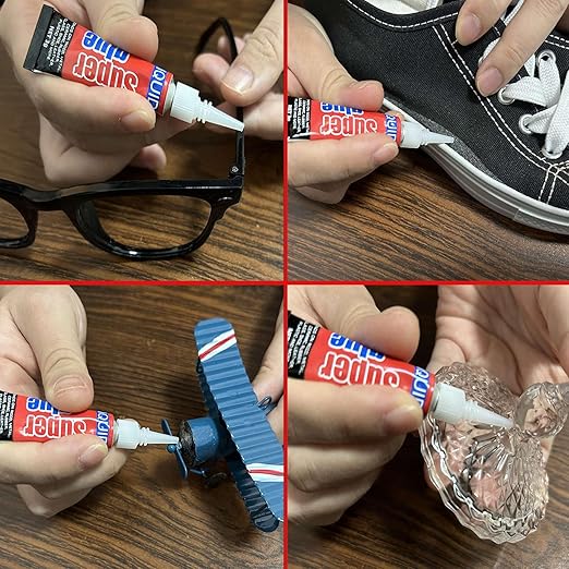 3 Gram (Pack of 6) Single Use Super Glue Liquid, Super Fast, Thin & Strong Adhesive Superglue, Cyanoacrylate Glue for Hard Plastics, DIY Craft, Ceramics, Leather, Metal Etc