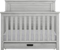 Delta Children Simmons Kids Caden 6-in-1 Convertible Crib with Trundle Drawer, Greenguard Gold Certified, Rustic Mist