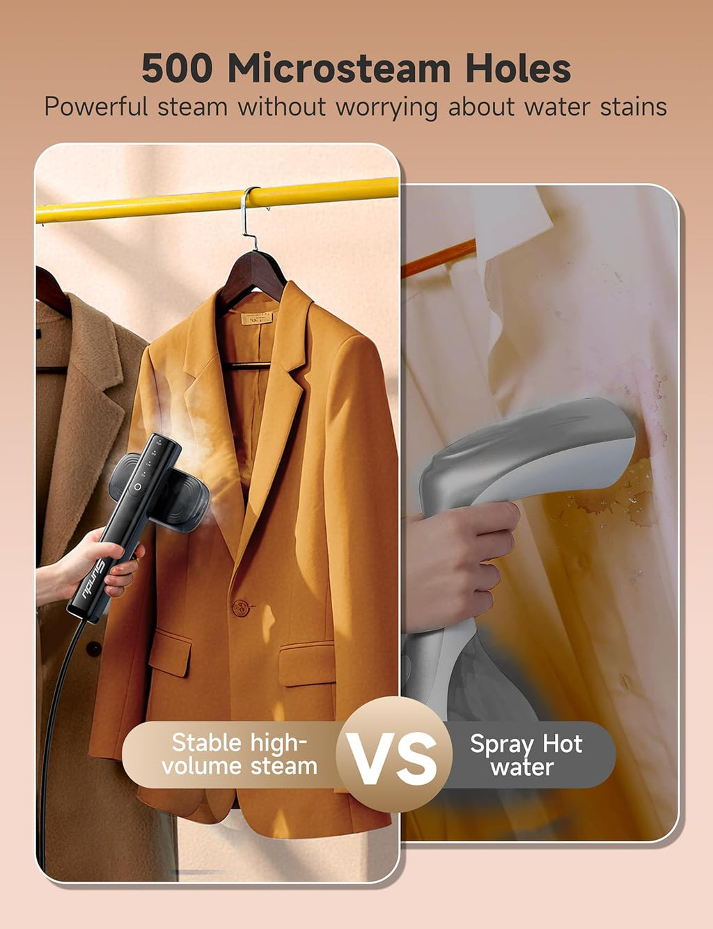 Travel Steamer for Clothes, Portable Handheld Design, Clothing Wrinkles Remover, Strong Penetrating Steam, 1200W Powerful 2 In 1 Steamer & Iron, 100ml Big Capacity, Home, Office, Travel