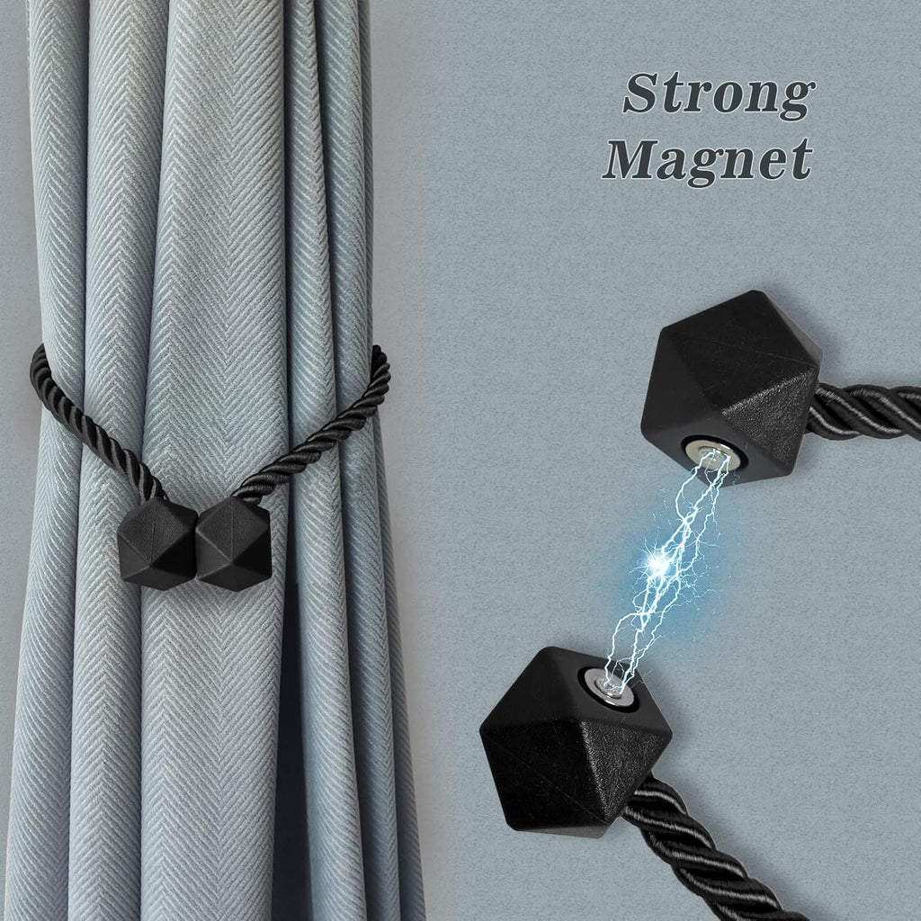 Hion Magnetic Curtain Tiebacks Dark Brown 6 Pack, Curtain Tiebacks Buckles Holdbacks Holders Hooks Clip for Home Bedroom Office Decorative Thick or Thin Curtain