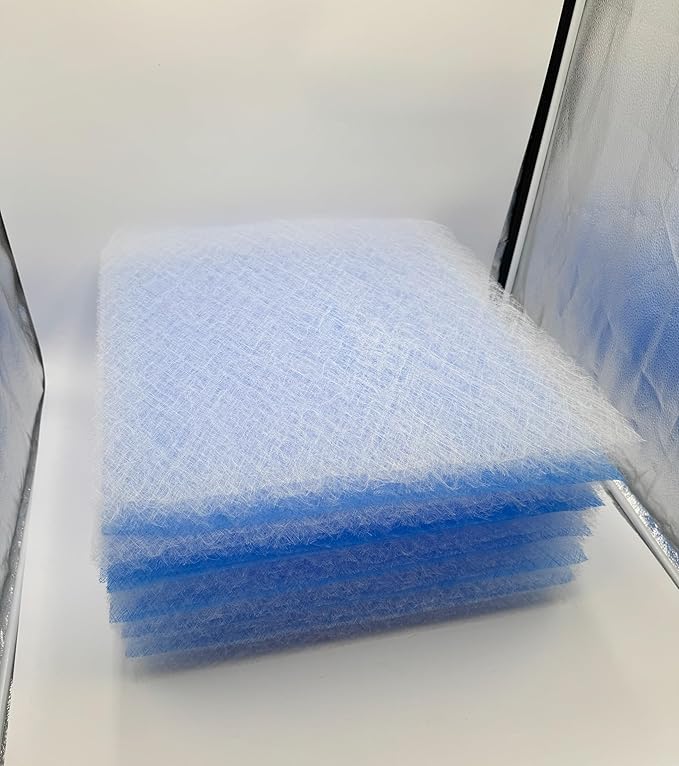 Paint Booth Exhaust Fiberglass Filter, Blue/White Paint Arrestor for Spray Booth (50/case, 25" x 20")