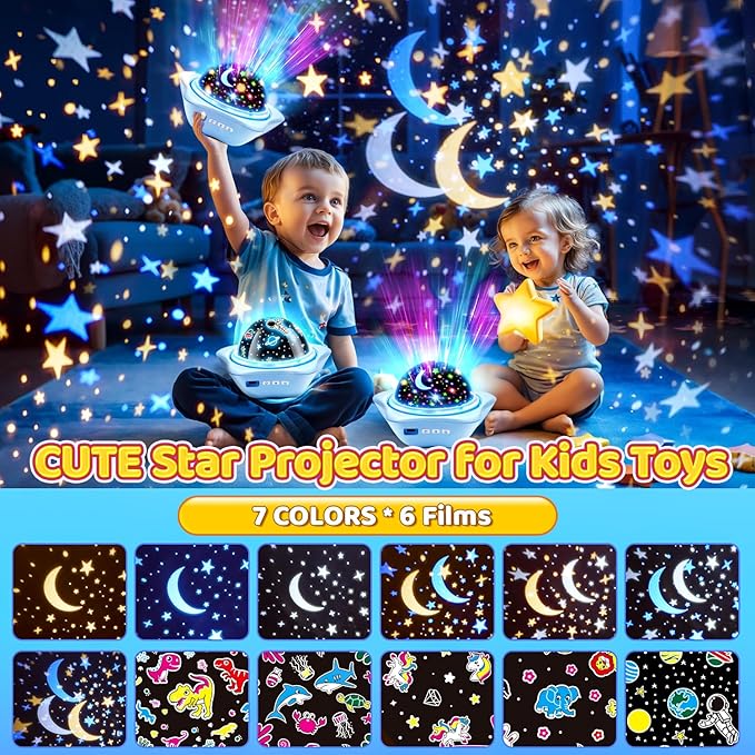 Onefire Star Projector Light Up Toys, Glow In The Dark Stars for Ceiling Projection Kids Toys,Dimmable Night Light Projector for Kids Room,Remote Dinosaur Toys for Boys,Dinosaur Gifts for Toddler Toys