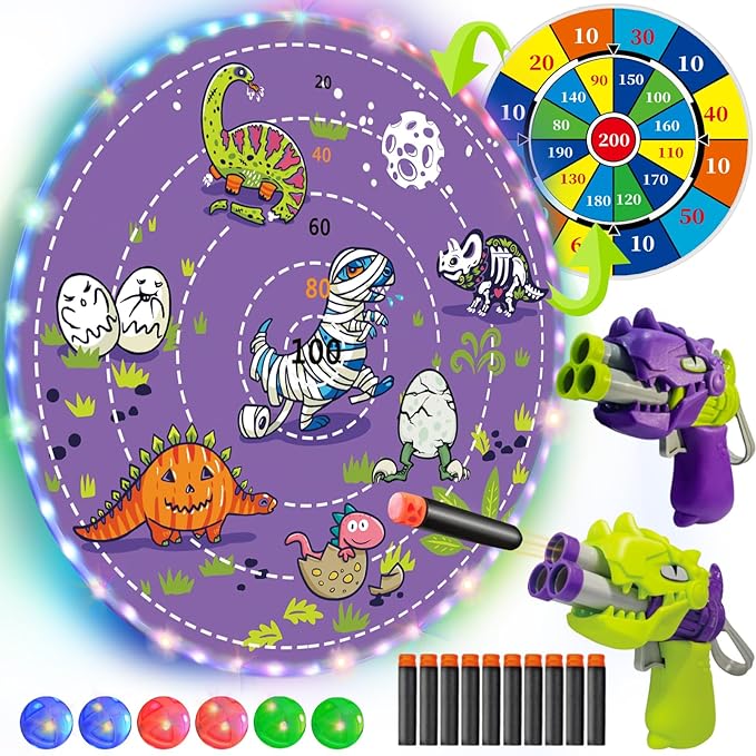2 in 1 29" Large LED Dart Board for Kids 8-12 Games with 12 LED Sticky Balls, Indoor & Outdoor Games for Kids 8-12, APP Control Board Games for Kids