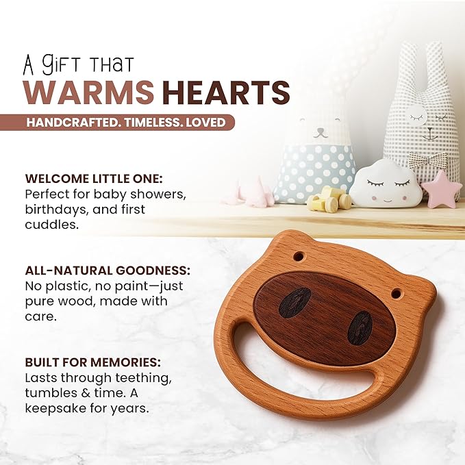 100% Wooden Baby Toy | No Paint, No Plastic | Eco-Friendly Rattle for 0–6 Months