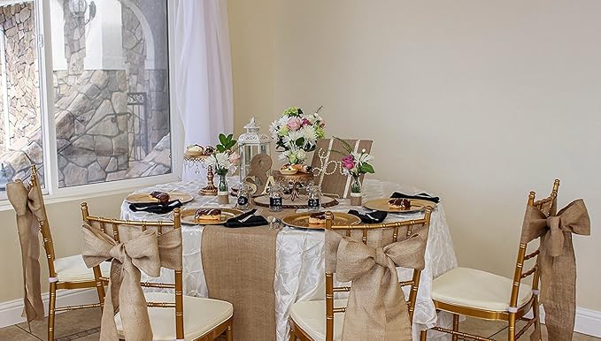 14" x 50yd NO-FRAY Burlap Roll ~ 15 - 25 Table Runners ~ Natural Long Fabric with Finished Edges. Perfect for Weddings, Placemats, Crafts. Decorate Without The Mess!