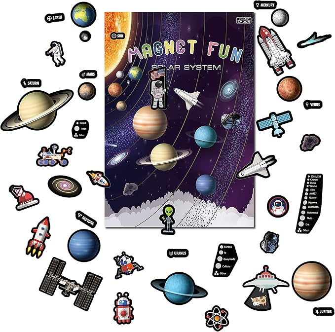 Magnetic Portable Playboard Solar System Planet Outer Space Play Create Scene Educational Teaching Playset(39 Pcs)