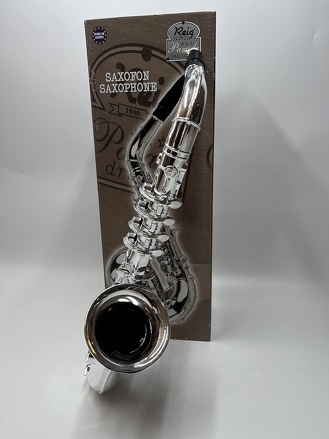 My First Toy Saxafone for Kids in Silver Finish with Standard Keys is a Great Learning Kid Toy Instrument and Teaching Tool for Children Ages 3+ BPA Free.
